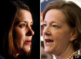 Party leaders battling it out in the final days of the Alberta election campaign braved the barbs of a live studio audience in a final debate before Monday's vote. (CP)