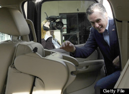 Republican presidential hopeful Mitt Romney gets into a car after visiting his campaign headquarters in Charleston, South Carolina, January 19, 2012. South Carolina will hold its Republican primary on January 21, 2012. AFP PHOTO/Emmanuel Dunand (Photo credit should read EMMANUEL DUNAND/AFP/Getty Images)