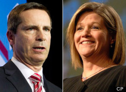 The Ontario NDP, led by Andrew Horwath (right), is accusing Liberal Premier Dalton McGuinty of appointing Tory MP Elizabeth Witmer to the WSIB in order to get a shot at a majority government. (CP)