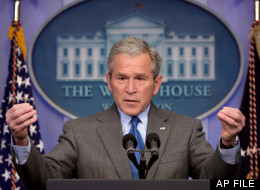 Then President George W. Bush speaks during a news conference at the White House in Washington, Thursday, Feb. 28, 2008. (AP Photo/Ron Edmonds)