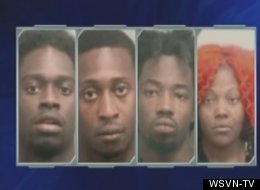These four suspects were arrested after their getaway car crashed.