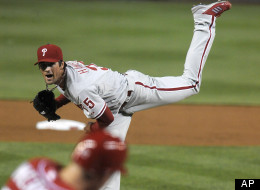 Cole Hamels pitches against the Nationals on Sunday, May 6, 2012.