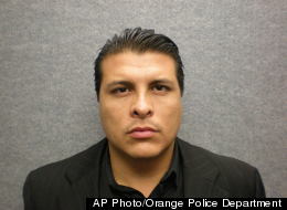 n this police booking photo released by the Orange Police Department showing Shazer Fernando Limas, 31, who was arrested after a freeway chase and booked Friday April 4,2012 for the deaths of his girlfriend and the couple's two young boys in Orange, Calif. (AP Photo/Orange Police Department)