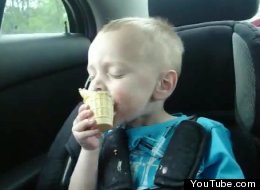 This little boy, named Mason, can't decide what he wants more: sleep or ice cream.