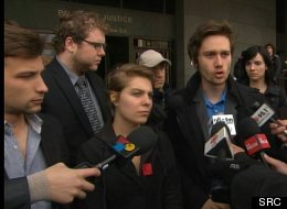De gauche à droite, les deux porte-parole de la CLASSE, Gabriel Nadeau-Dubois et Jeanne Reynolds, et le président de la FECQ, Léo Bureau-Blouin.