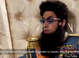 Comedian Sacha Baron Cohen, a.k.a. Admiral General Aladeen of the Republic of Wadiya in The Dictator, appears in a teaser from George Stroumboulopoulos Tonight to discuss Canada’s government, free press and Stephen Harper. (YouTube)