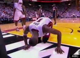 Chris Bosh suffers an injury as the Miami Heat play the Indiana Pacers.