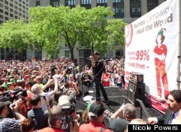 Guitarist Tom Morello at an Occupy rally in Chicago.