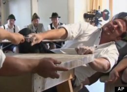 Fierce competitors at the 35th annual Alpine Finger Wrestling Championship.