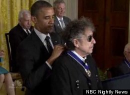 Bob Dylan was among the 13 artists, politicians, and other luminaries President Obama presented with the Presidential Medal of Freedom, America's highest civilian honor.