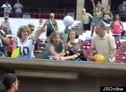 Fans fight for one of Donald Driver's shoes.