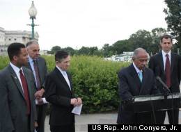 Rep. John Conyers, Jr. (D-Mich.), Rep. Jesse Jackson, Jr. (D-Ill.), Rep. Dennis Kucinich (D-Ohio), consumer advocate Ralph Nader and the president of Public Citizen Robert Weissman announce the introduction of the “Catching Up To 1968 Act of 2012.