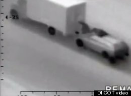 Romanian thieves began to rob a moving truck while on the highway, but then decided against it.