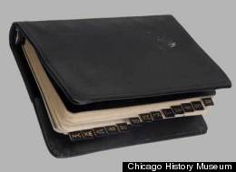 Hugh Hefner's little black book, on display at the Chicago History Museum.