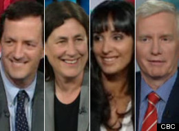 HuffPost's Althia Raj, third from left, appears on CBC The National's At Issue panel to give Parliament its report card. (CBC)