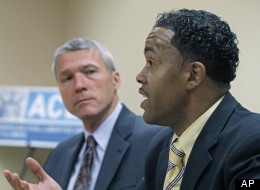 Chicago resident Arick Buckles who is HIV positve, speaks during an interview accompanied by ACLU attorney John Knight, Wednesday, June 22, 2011, in Chicago. Buckles says he was denied his prescribed medication for HIV for a week when he was an inmate in the Bureau County Jail in Princeton, Ill. ACLU attorney John Knight says the Bureau County Jail violated Arick Buckles’ legal right to get medical treatment. The ACLU says it’s a widespread problem, in part because of the cost of HIV drugs.