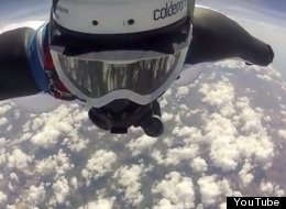 Jhonathan Florez of Colombia breaks four Guinness world records as he leaps from a plane over Guajira, Colombia.