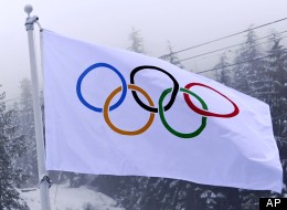 The Olympic flag.
