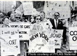 PFLAG members attend the 1974 Gay Pride Parade in New York.