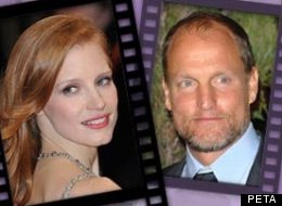 Woody Harrelson and Jessica Chastain have topped PETA's Sexiest Vegetarian Celebrities 2012 Contest.