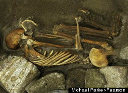 The adult female skeleton from Cladh Hallan. This mummy's lower jaw, arm bone and thighbone all came from different people.