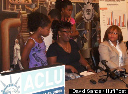 Parent Michelle Johnson is joining a class-action lawsuit in which the ACLU is suing Michigan and Highland Park Schools over the district's extremely low literacy assessment rates, as they announced Thursday, July 12, 2012. (David Sands/HuffPost)