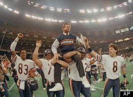 Chicago Bears head coach Mike Ditka is carried off the field by Steve McMichael, left, and William Perry after the Bears win Super Bowl XX in New Orleans, La., in this Jan. 26, 1986 file photo.