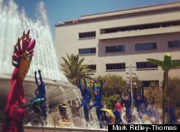 Grand Park opened with a splash in downtown LA Thursday.