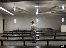 A man waiting to be processed at a Border Patrol detention center in Imperial Beach, Calif., Jan. 11, 2012.