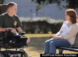 Mark Litynsk, who lost three limbs and his genitals to a bomb blast in Afghanistan, pictured with his wife Heather.