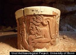 In the ruins of a royal complex in the Mayan city of Uxul, archaeologists found a tomb they believe belonged to a prince, who died 1,300 years ago. Here's one of the ceramic vessels they found buried with him.