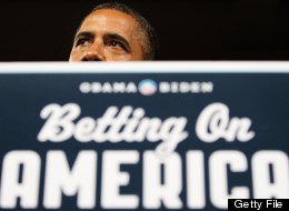 US President Barack Obama speaks during a campaign rally at Dobbins Elementary School in Poland, Ohio, July 6, 2012, while on a bus tour of Ohio and Pennsylvania. (JIM WATSON/AFP/GettyImages)