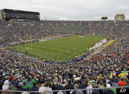 Notre Dame Stadium is shown during thier game against Stanford during second half of an NCAA college football game in South Bend, Ind., Saturday, Sept. 25, 2010. Stanford defeated Notre Dame 37-14. (AP Photo/Michael Conroy)