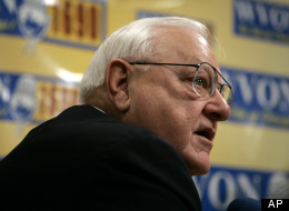 Former Illinois Gov. George Ryan speaks about his views on the death penalty during a radio talk show Monday, Dec. 4, 2006, in Chicago. (AP Photo/Jeff Roberson)