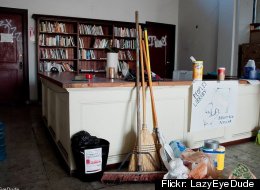 The People's Library cleanup in progress.