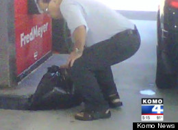 A Canadian man is caught filling garbage bags with gasoline at a Fred Meyer gas station in Bellingham, Wash. (Komo News)
