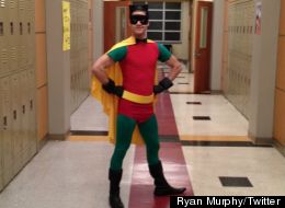 Darren Criss on set of