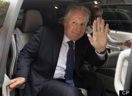 Quebec Liberal Party leader Jean Charest leaves the polling station after casting his ballot in his riding in Sherbrooke, Que., Tuesday, September 4, 2012 as Quebecers vote in a provincial election .THE CANADIAN PRESS/Ryan Remiorz