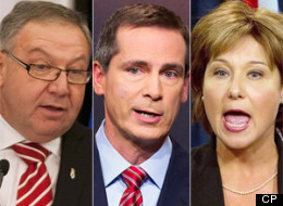 Approval ratings in a new poll from Angus Reid for Nova Scotia's Darrel Dexter, Ontario's Dalton McGuinty and B.C.'s Christy Clark suggest all three leaders are in trouble. (CP)