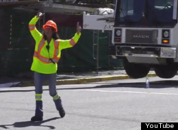 Dancing flagger Carry Thomas may be B.C.'s happiest construction worker. (YouTube)