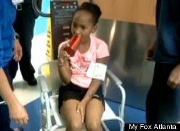 Jayla Small, 8, had to be taken to an emergency room last week when she got her tongue stuck in a water bottle.