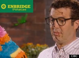 Enbridge, the energy giant behind the proposed Northern Gateway pipeline, was the target of a spoof ad on CBC’s “Rick Mercer Report” Tuesday night, featuring an “Enbridge pinata” that explodes at random times and covers anyone nearby with a dark goo that looks suspiciously like oil.