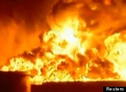 A fire that broke out at a Venezuelan oil refinery was apparently caused by a lightning strike. (Reuters)
