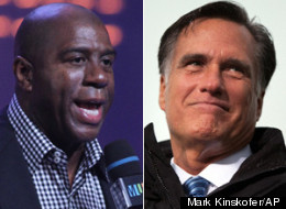 Magic Johnson is worried about how a potential Republican administration under Mitt Romney might affect the underprivileged. (MARK KINSKOFER/AP)