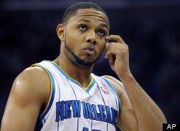 New Orleans Hornets shooting guard Eric Gordon (10) walks down court in the third quarter of an NBA basketball game against the Memphis Grizzlies in New Orleans, Wednesday, Dec. 21, 2011.
