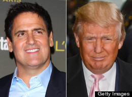Mark Cuban (left) has offered Donald Trump $1 million to shave his head