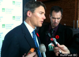 Vancouver Mayor Gregor Robertson speaks to reporters on Tuesday. (Jesse Ferreras/The Huffington Post B.C.)