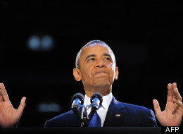 Barack Obama lors de son discours de réélection, le 6 novembre 2012. (AFP)