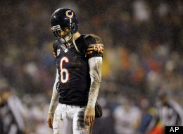Chicago Bears quarterback Jay Cutler walks of the field after a play against the Houston Texans in the first half an NFL football game in Chicago, Sunday, Nov. 11, 2012.