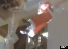 It wasn't all plain abseiling for this Santa...